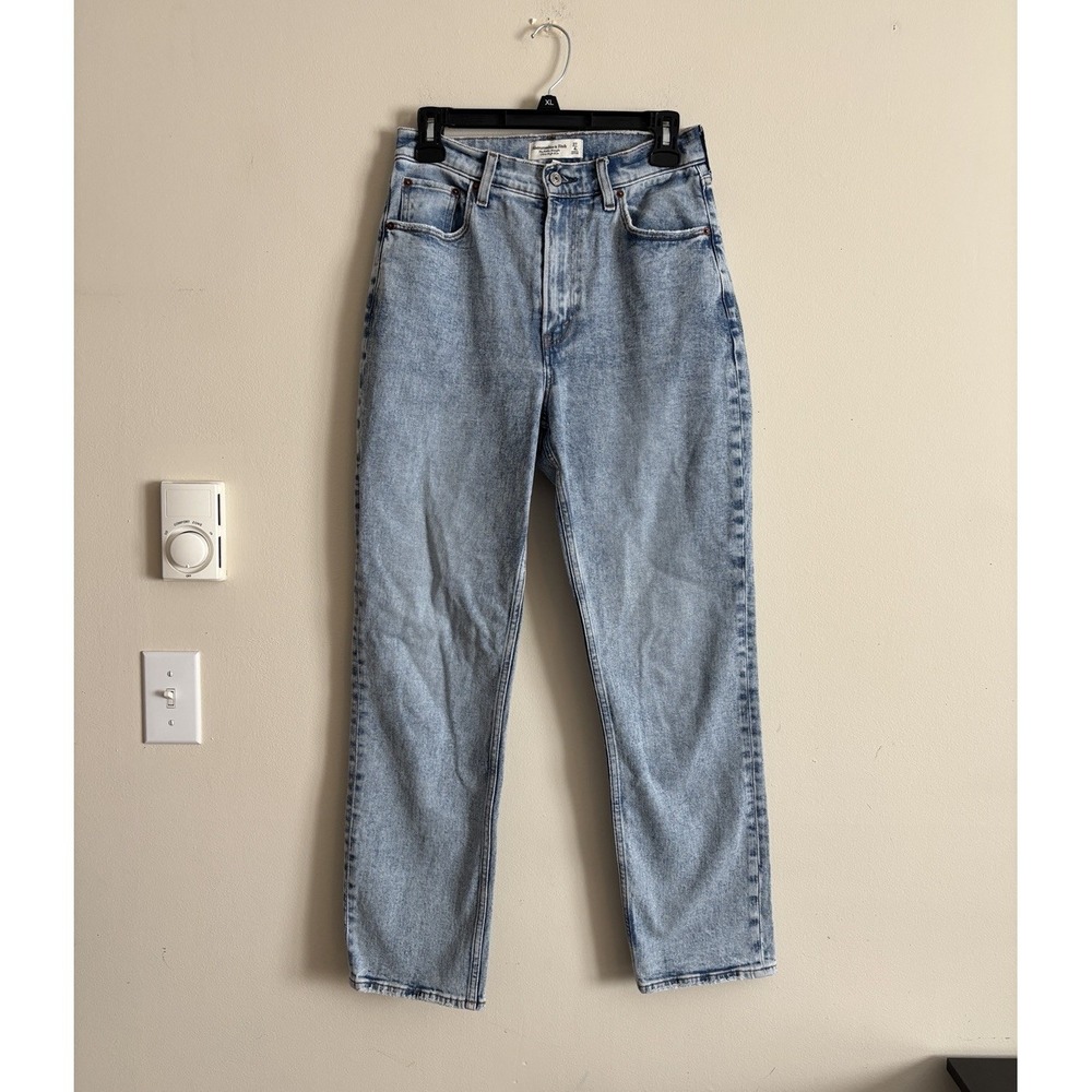 Abercrombie & Fitch Curve Love High Rise Ankle‎ Straight Jeans Blue Denim 4 Long